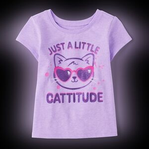 Baby And Toddler Girls Cattitude Graphic Tee NWT